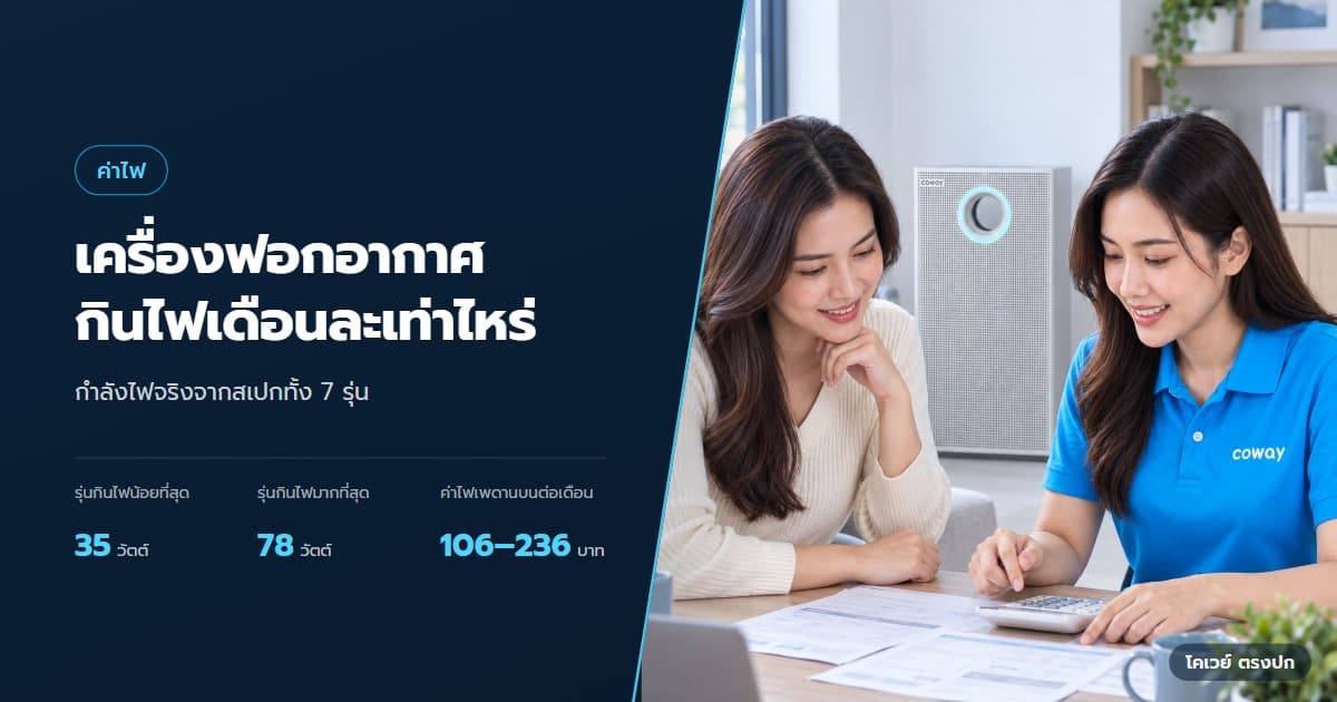 ปก ค่าไฟเครื่องฟอกอากาศ Coway คิดเดือนละเท่าไร — ลูกค้ากับตัวแทนคำนวณค่าไฟจากบิลและการใช้งาน STORM2