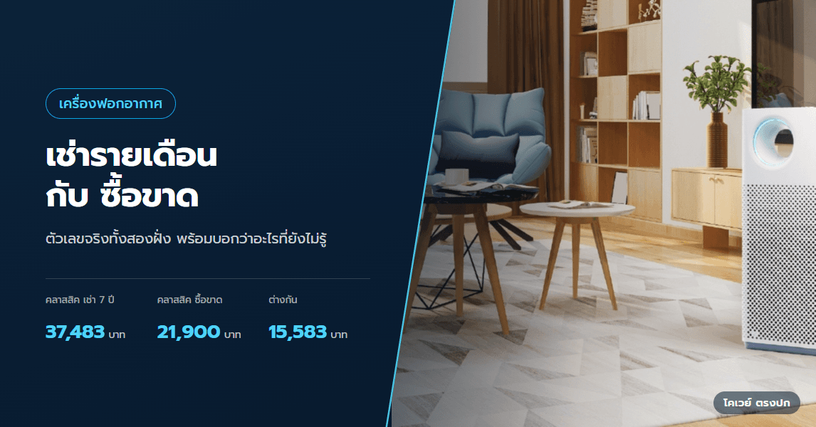 เครื่องฟอกอากาศ เช่ารายเดือน กับ ซื้อขาด คุ้มอันไหน
