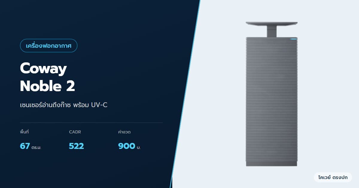 ภาพปกบทความ Coway Noble 2 ดีไหม เซนเซอร์ก๊าซและ UV-C เทียบกับ Giant ภาพสินค้าจากบริษัท