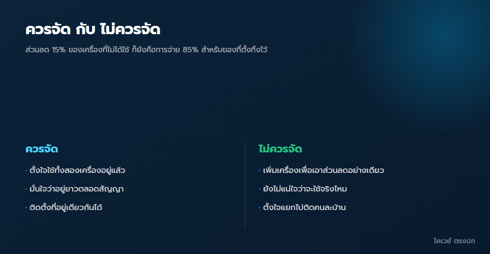 สรุปว่าเมื่อไหร่ควรจัดคอมโบและเมื่อไหร่ไม่ควร